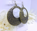 Large, Cleopatra Style Round Dangle Hoop Earrings, Pierced