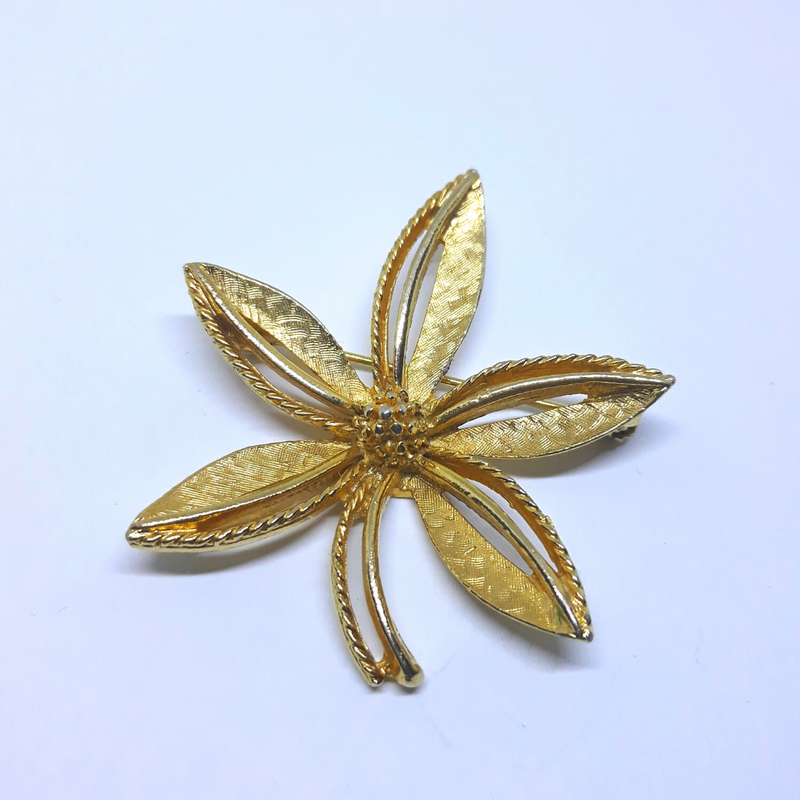 Vintage Flower Brooch - Gold Tone, Signed by ART