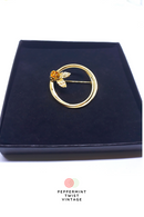 Gorgeous, Gold Infinity Ring Brooch with a Floral Pattern - Great Gift To Express LOVE
