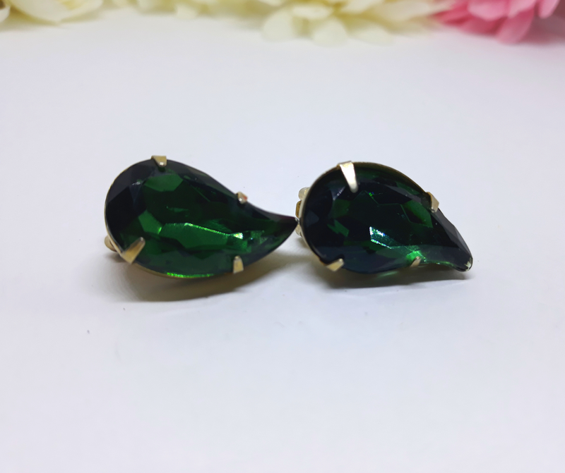 Gorgeous Green Teardrop Earrings - Clip-On Earrings