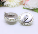 Large 1960s White Pearl and Lucite Clip-on Earrings - Ideal for a Vintage Themed Wedding