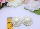 Large 1960s White Pearl and Lucite Clip-on Earrings - Ideal for a Vintage Themed Wedding