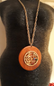 Gorgeous Large, Wooden Pendant with Music Notes and Rhinestones