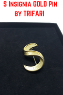 Trifari Signed S Insignia Pin, Gold Tone, 1970s