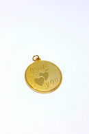 I LOVE YOU Gold Tone Pendant, Valentine's Day, Anniversary Gift, Mother's Day Gift