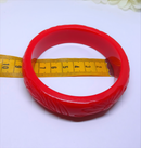 Vintage Inspired, One Inch Red Carved Tiki Bangle, 1940s Inspired - NEW - 1 Inch Width