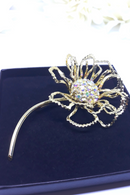 1968  Allusion - Sarah Coventry Brooch - Stunning - Gold and Rhinestones Gorgeous Allusion - Sparkly Statement Brooch