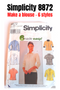 Simplicity 8872 Uncut Woman's Blouse Pattern, Size 14-20 - L - XXL