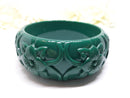 Vintage Inspired, Dark Teal Carved Tiki Bangle, 1940s Inspired - NEW