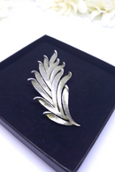 Stunning, 1960s Trifari Signed Silver Tone Leaf Brooch