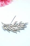 Stunning, 1960s Trifari Signed Silver Tone Leaf Brooch