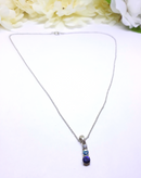 Gorgeous Blue Rhinestone Pendant and Silvertone Necklace