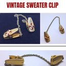 Vintage Red and Gold Sweater Clip or Cardigan Clip - 1950s