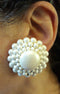 Large 1960s White Pearl and Lucite Clip-on Earrings - Ideal for a Vintage Themed Wedding