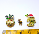 Christmas Brooch Lot - Dog, Rudolph Pin and Ornament Brooch