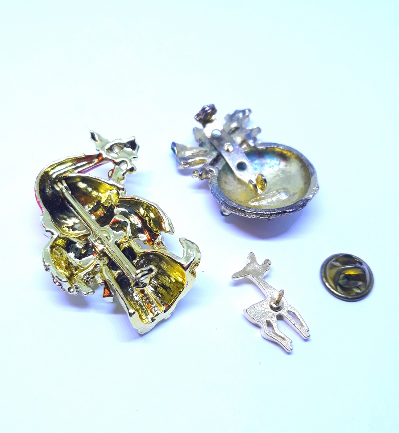 Christmas Brooch Lot - Dog, Rudolph Pin and Ornament Brooch
