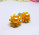 Gorgeous 1950s Canary Yellow Floral Earrings