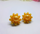 Gorgeous 1950s Canary Yellow Floral Earrings