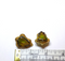 1940s BSK Signed Gold Tone Clip-on Earrings with Amber Stones RARE