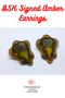 1940s BSK Signed Gold Tone Clip-on Earrings with Amber Stones RARE