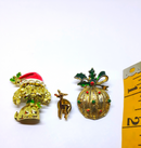 Christmas Brooch Lot - Dog, Rudolph Pin and Ornament Brooch